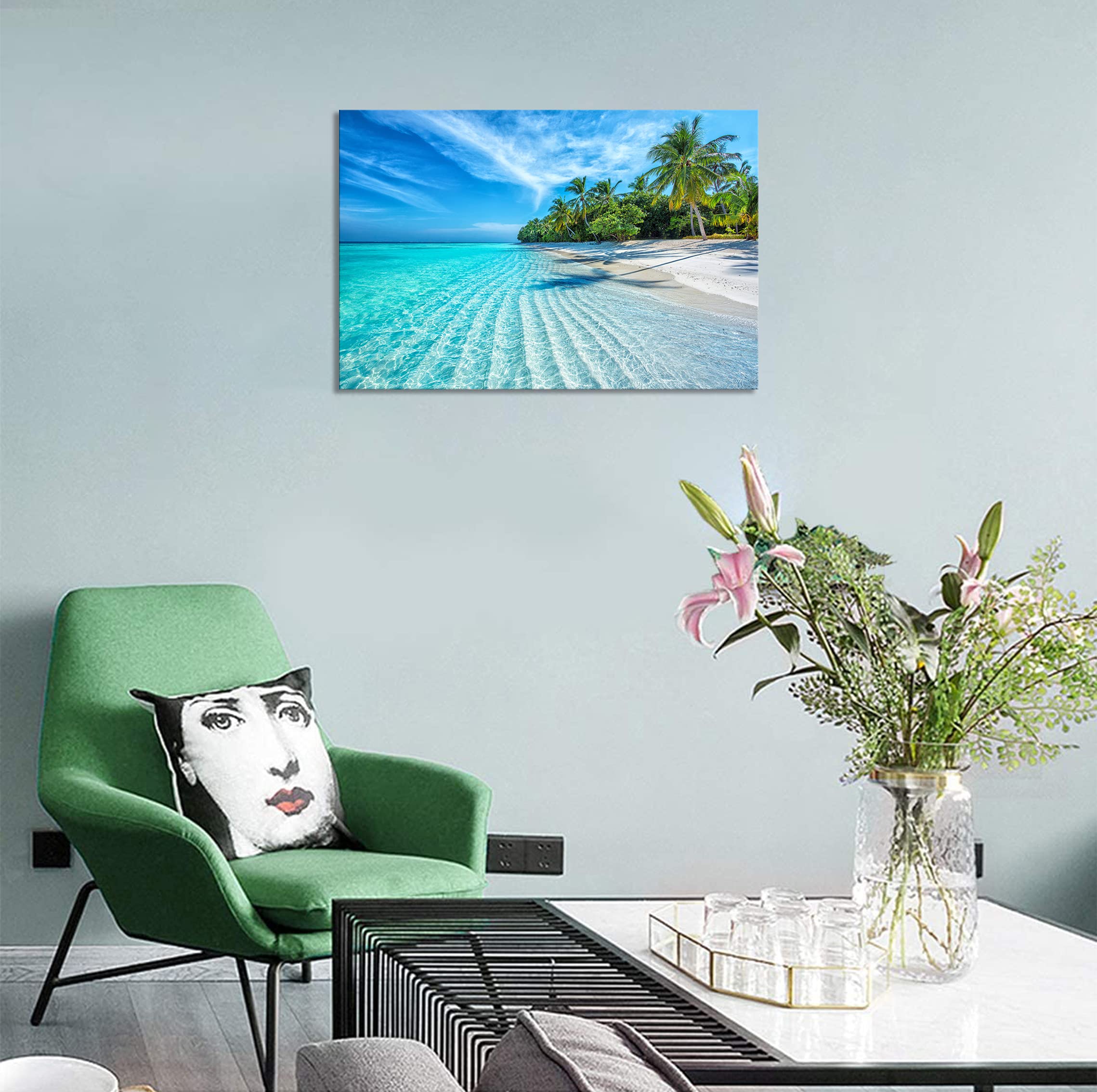 Amazon.co.jp: アートパネル ポスター 海の景色 絵画 現代 青空 白雲